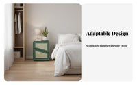 Rattan Nightstand with 2 Drawers Slim Profile Bedroom Furniture Rounded Corners