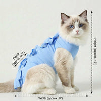 Cat Recovery Suit with Adjustable Tie Straps, Round Neck Post Surgery Abdominal Protector, Anti Licking Cat Belly Protector for Daily Outdoor Use
