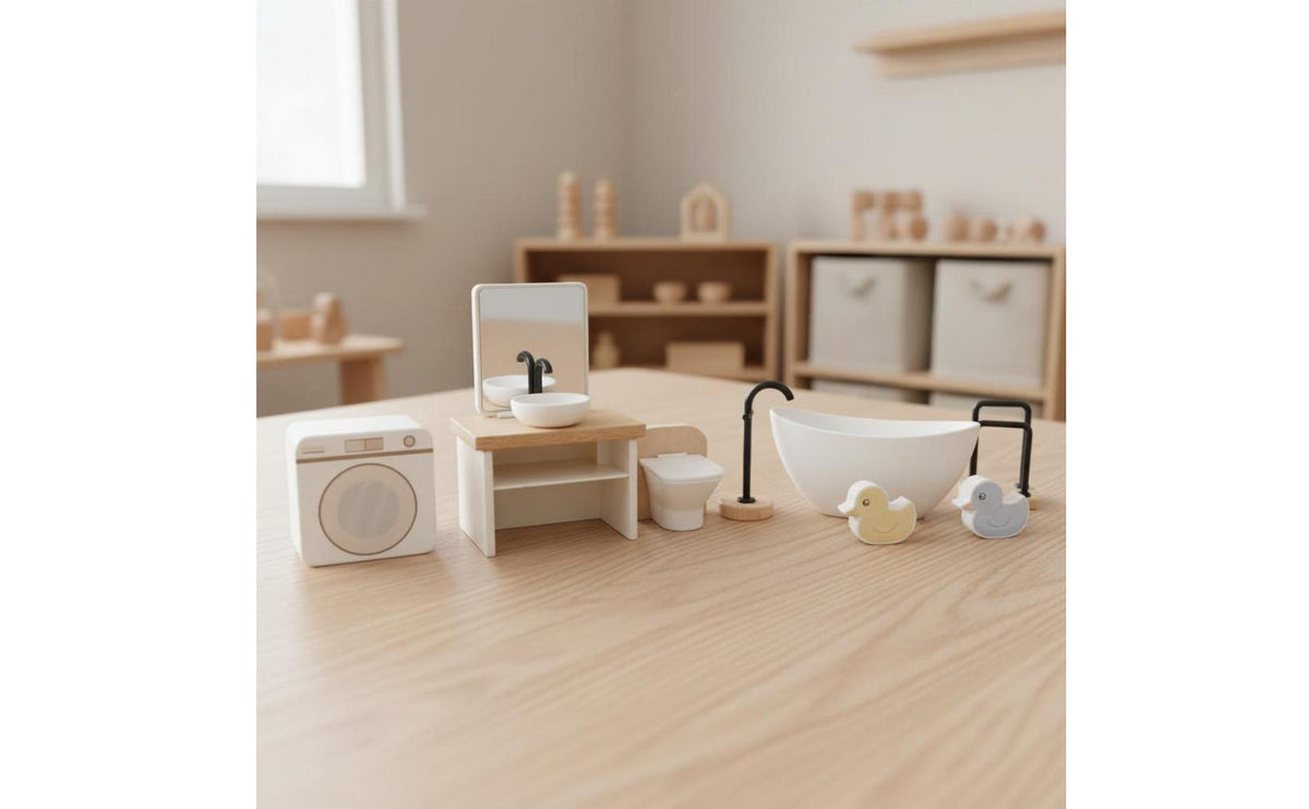 Wooden Pretend Play Furniture Realistic Features Dollhouse Garden Furniture Set Miniature Backyard Playground Long-Lasting