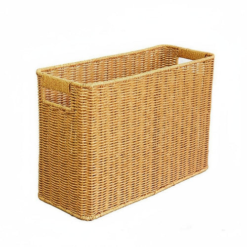 Lidded Wicker Basket Woven Texture Narrow Storage Bin Easy to Clean for Corner