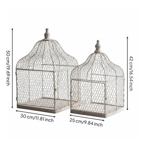 2 Pieces Vintage Birdcage Candle Holder Uncovered Wire Design for Living Room