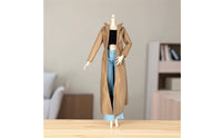 Faux-Leather Doll Coat with Pants Miniature Doll Jacket and Pants Set Hook-and-Loop Fasteners Apparel Elastic for Dress-up Play