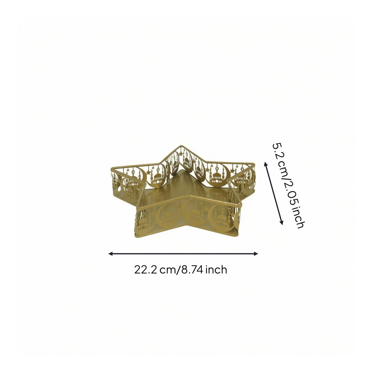 Gold-Colored Star-Shaped Serving Dish Openwork Metal Star Tray Cutout Sides Decorative Snack Tray Patterned