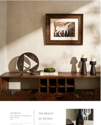 Distressed Abstract Geometric Ornament Vintage Wabi-Sabi Style Decorative Piece