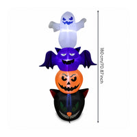 Illuminated Stacked Halloween Inflatable Lighted Inflatable Ghost Giant Black Cat with Pumpkin Easy to Use for Homeowners