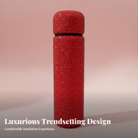 Portable Rhinestone Water Bottle High-End Look Rhinestone Insulated Bottle Luxury Gift for Women, Fashion Lovers, Gifting, Office, Daily Use