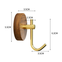 Walnut Garment Hanger Simple Installation Walnut Wood Hook Waterproof Heavy Duty Wall Peg for Renters, Bedroom