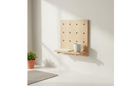 Wooden Pegboard Organizer Solid Wood Wall Mounted Pegboard Shelf Versatile Design Decorative Hole Board for Students, Entryway, Office