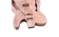 Guitar Body with F-Hole Contoured Instrument Part Unfinished for Luthier