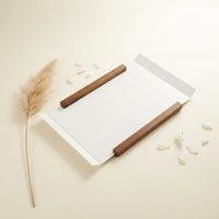 Walnut Wood Tray Stainless Steel Mirror Tray Metal Handles for Living Room