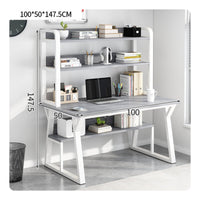 Study Table with Bookshelf Space-saving Office Desk Computer Workstation Storage Shelves Multi-tiered Hutch Steel Frame Suitable for Small Areas Dorm Room Bedroom