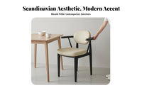 Upholstered Wood-Frame Chair With Armrests Upholstered Backrest Chair Ergonomic Design Minimalist design look for homeowners