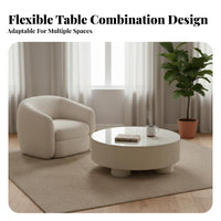 2 Pieces Round Nesting Table Set Creamy Aesthetic Drum Coffee Table Set Light Luxury design Minimalist Design for Small Spaces