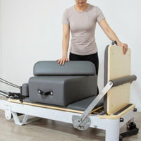 Aluminum Alloy Foldable Pilates Reformer Bed Padded Pilates Reformer Bed Resistance Ropes Pulley System