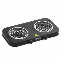 High Power Double Burner Electric Cooktop Independent Temperature Control Double Burner Hot Plate Non-Slip Feet for Office, Small Apartment
