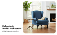 timeless design Tufted high-support wing chair Armchair High supportrest Upholstered high-support wing chair Chair Elegant outline Lounge Seating Thickly Padded for Adults, Homeowners, Readers, Living Room, Balcony, Bedroom, studying corner