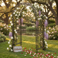 Metal Garden Arch Stable Base Scrollwork Arch Trellis Ground Stakes Arched Trellis for Park