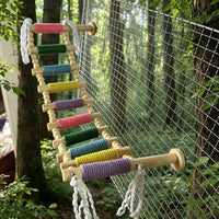 Parrot Bird Ladder Solid Wood Hemp Rope Macaron Climbing Ladder Birdcage Toy Accessory