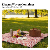 Woven Suitcase Basket With Handle Suitcaseand aesthetic Container Portable for outdoor dinings