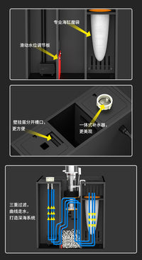 背滤海水缸珊瑚缸新手中小型客厅桌面方缸超白鱼缸免换水懒人造景 黑色海水入门款背滤50*30*30