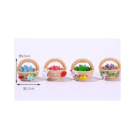 Creative Design Resin Succulent Basket Figurine Long-Lasting Miniature Flower Basket Vibrant Colors for Hobbyists
