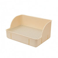 Rabbit Litter Tray with Grid High-Back Litter Box with Grid Low-Front for Cages