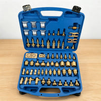 Brass Adapters Automotive Air Conditioning Leak Test Kit Two-Level Interior Car Leak Identifier Kit Organized Storage Refrigerant Diagnostic Set Latch Closures for Mechanics, Auto Repair Workers, Workshop, Garage