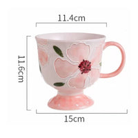 Footed Mug Glazed Ceramic Mug Floral for Home, Office
