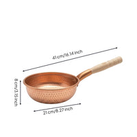 Copper Pot with Wooden Handle Thickened Saucepan Solid for Home Cooks