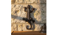 Cast Iron Gecko Thermometer Indoor Outdoor Use Rustic Gecko Wall Decor for Patio