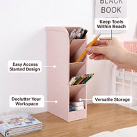 Frosted Desk Organizer, Angled Desktop Storage for Pencils Pens, Stationery Holder Cup for Students Office Supplies