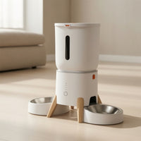 5L Automatic Cat Feeder with Two Bowls Transparent Automatic Cat Feeder with Double Bowl Stable for Indoor