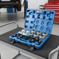 28 Pieces Heavy Duty Universal Bushing Removal Tool Set Sturdy Bushing Removal Installation Tool Portable Storage Case Universal Press and Pull Sleeve Kit for Auto Technicians, Mechanics, DIY Enthusiasts