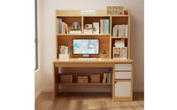 Wide Desktop Computer Desk with Bookshelf Modern Design Study Desk with Bookshelf Easy Assembly Home Furniture Sturdy Construction for Dorm Room