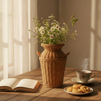Faux Rattan Vase Tabletop Vessel Rustic for Decorators