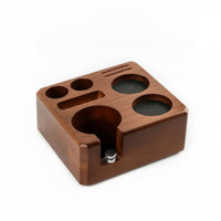 Coffee Press Base Wooden Tamping Station Espresso Holder Tamper Slot Silicone Pad Organizer Suitable for Home Coffee Corners Brewing Space