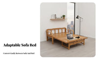 Two-wayPurpose Design Extendable Bamboo Bench Space-Saving Sofa Bed Sturdy Frame Convertible Couch Easy to Convert for Apartment Dwellers, Homeowners, Students, Bedroom, Home Office, Study