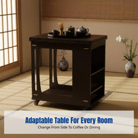 Movable Coffee Table, Hardwood Folding Side Table, Multi-Functional Living Room Furniture, Space-Saving, For Adults
