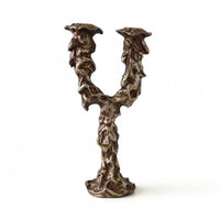 Double Candle Holder Abstract Taper Candlestick Holder Weighted for Sideboard