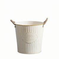 Metal Flower Pail Embossed Plaque Iron Plant Pot Rustic