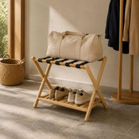 Luggage Rack with Shelf Foldable Home Storage X-Shaped Frame for Guest House