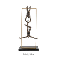 Abstract Human Sculpture Metal Figurine with Base Human Figurine Ornament for Bookshelf