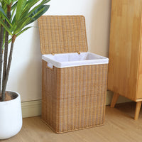 Japanese Rattan-Style Laundry Basket with Lid for Balcony