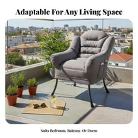 2 Pieces Upholstered Armchair with Ottoman High Backrest for Dorm Room, Students
