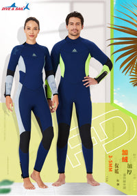 DIVE&SAIL 潜水服女3MM男1.5水母衣加绒加厚防寒保暖深潜连体湿衣