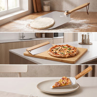 3 Pieces Aluminum Pizza Peel Set Metal Pizza Paddle Set Heat-Resistant Bakeware Lightweight for Home Bakers