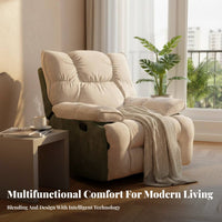 Electric Rocking Recliner Multi-Functional Massaging Rotating Reclining Chair Lie-Flat Design Overstuffed Cushions for Seniors