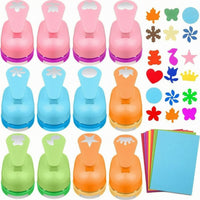 12 Pieces Craft Punch Set with Paper Manual for Crafters, Kids
