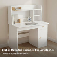 Computer Desk with Hutch and Drawers Desk with Shelves Writing Desk with Bookshelf Workstation Engineered Wood Storage Shelves Suitable for Student Study Home Office Dorm Room