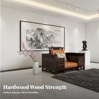Wooden Frame Sofa with Drawers New Chinese design Lounge Seating hardwood Wood Construction Household Furniture for Homeowners, partners, Living Room, Home